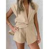 Fashion Style Summer Casual Sleeveless Tops Shorts Suit Sleeveless Top and Shorts Set