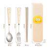 Stainless steel chopsticks spoon fork three-piece set cartoon cheese love student picnic portable tableware set