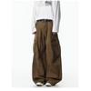 Vintage Washed Pleated Cargo Pants Loose Wide Leg Multi-Pocket Trousers Men Women