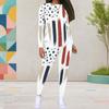 Women Plus Size Round Neck Long Sleeve Printed Top And Fitted Pants Two Piece Set