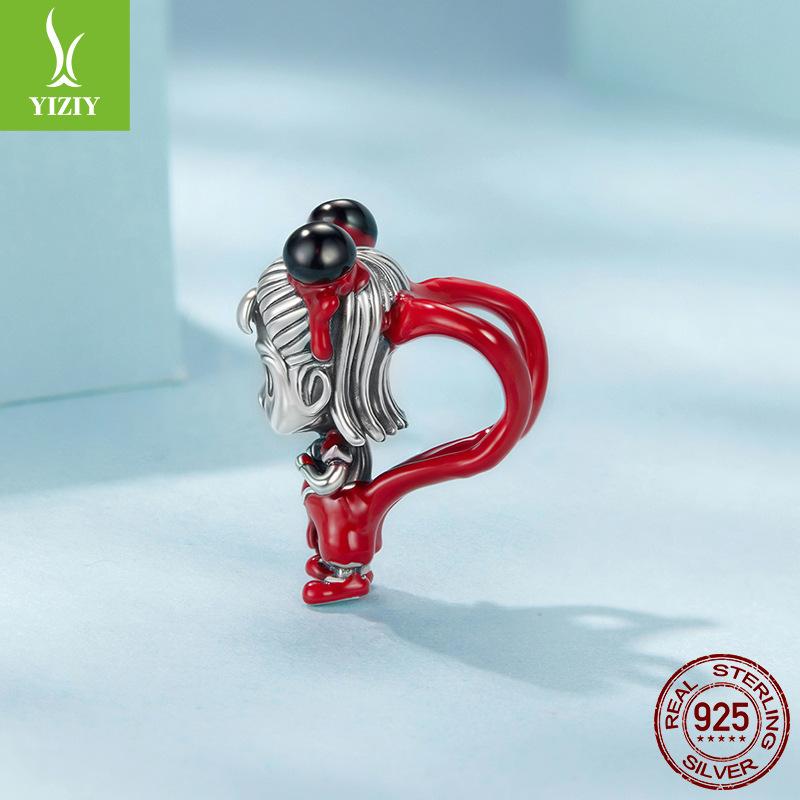 Anime Little Nezha Diy Beading Accessories Childlike Cute S925 Sterling Silver Bracelet Beads Beading