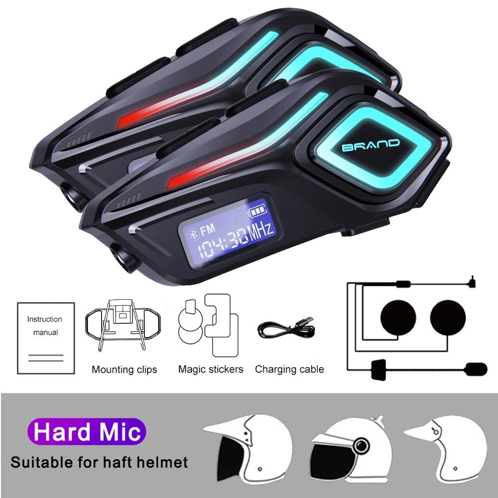 Motorcycle Bluetooth Helmet Headset IPX8 Waterproof  Wireless FM Radio With flashlight Hands-free Stereo Support All Kind Helmet