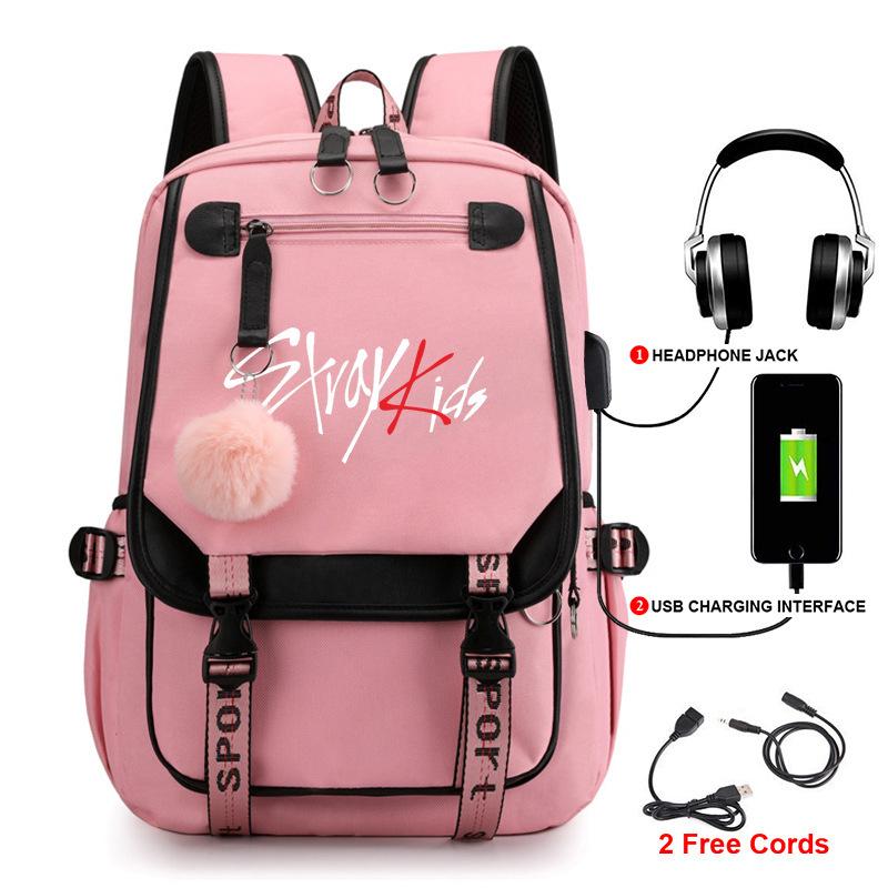 Korean Stray Kids Backpack Student Bag Men'S And Women'S Fashion Backpack Travel Bag Usb Computer Bag