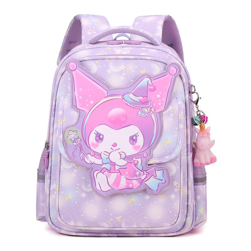 Kuromi Childrens School Backpack With Nylon Material For Kindergarten And Primary School Students Purple Kuromi