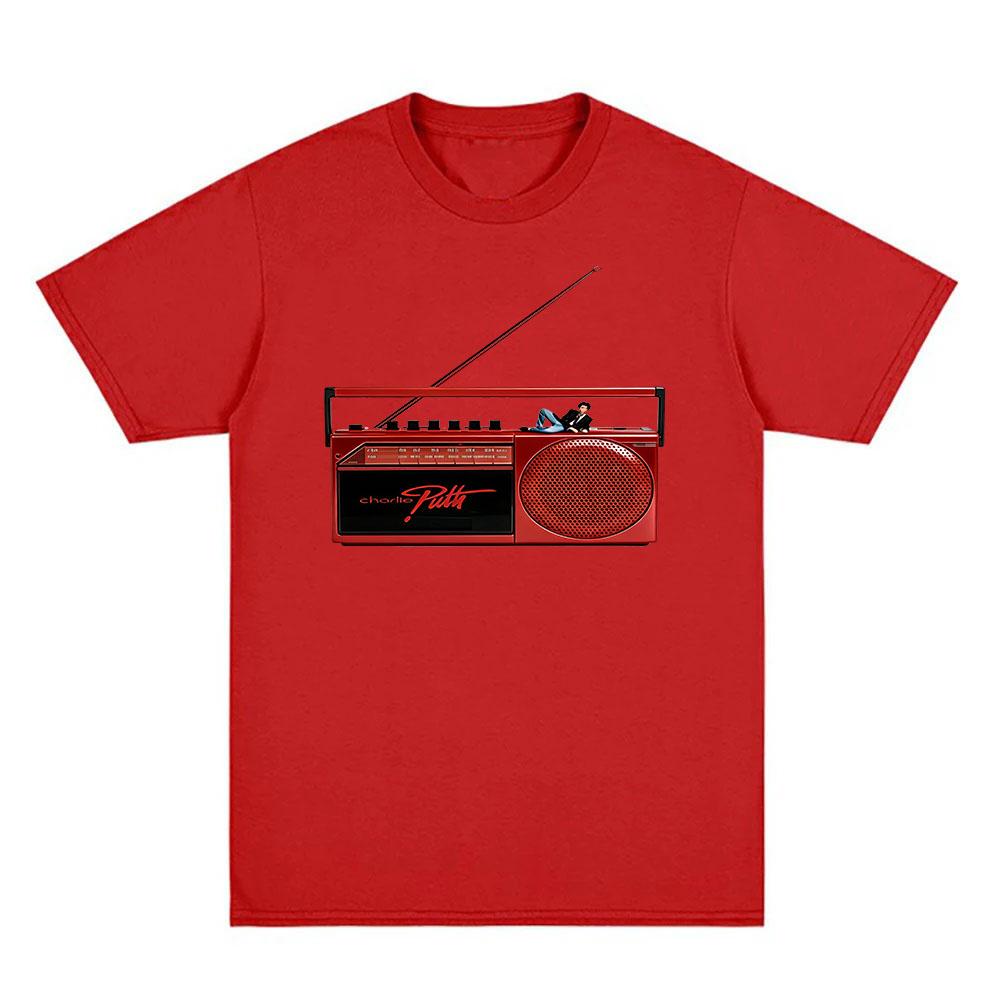 

2026 NEW Charlie Puth 100% Cotton T-shirt Classic Graphic Print Unisex Tour Casual Streetwear Spring Summer Fashion O-neck Tops XXL червоний