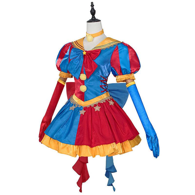 Der Erstaunliche Digitale Zirkus Pomni Lolita Cosplay Kostüm Damen Narren Clown Kleid Komplettes Set Halloween Karneval Kostüm