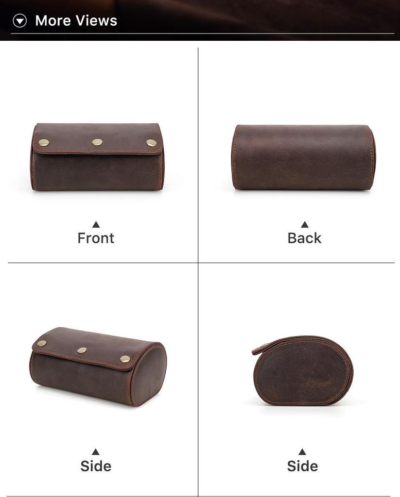 Retro Crazy Horse Leather Watch Box: Portable Travel Storage for Couples