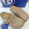 Fashion Slippers Leather Women Loafers Soft Wood Sole Clip-on Vulcanized Slides Women Eva Outsole Arch Support Loose-fit Slippers Woman