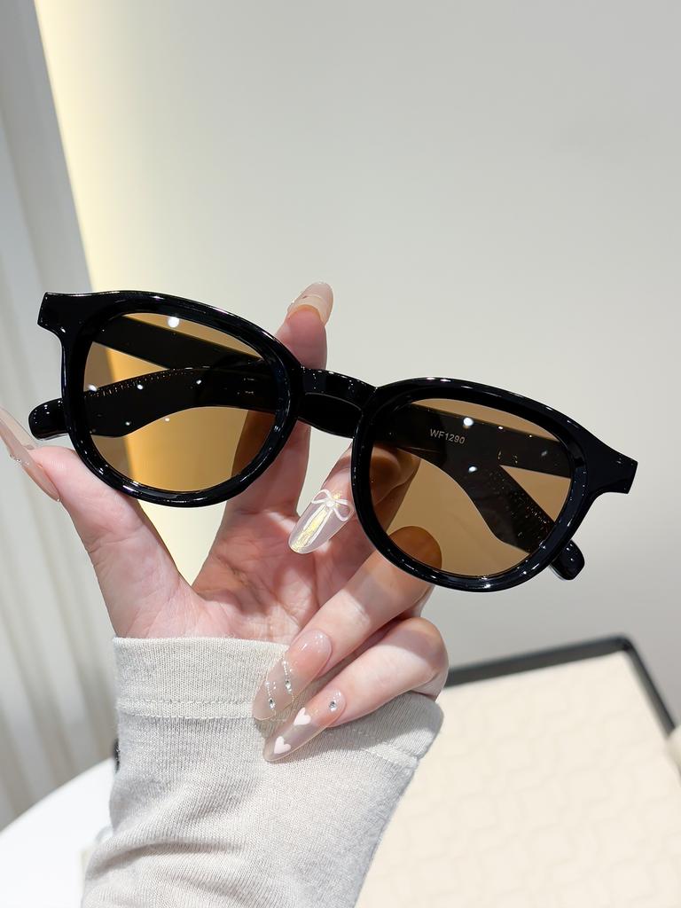 Simple round frame sunglasses, UV protection, white and thin, fashionable new personalized trend atmosphere sunglasses