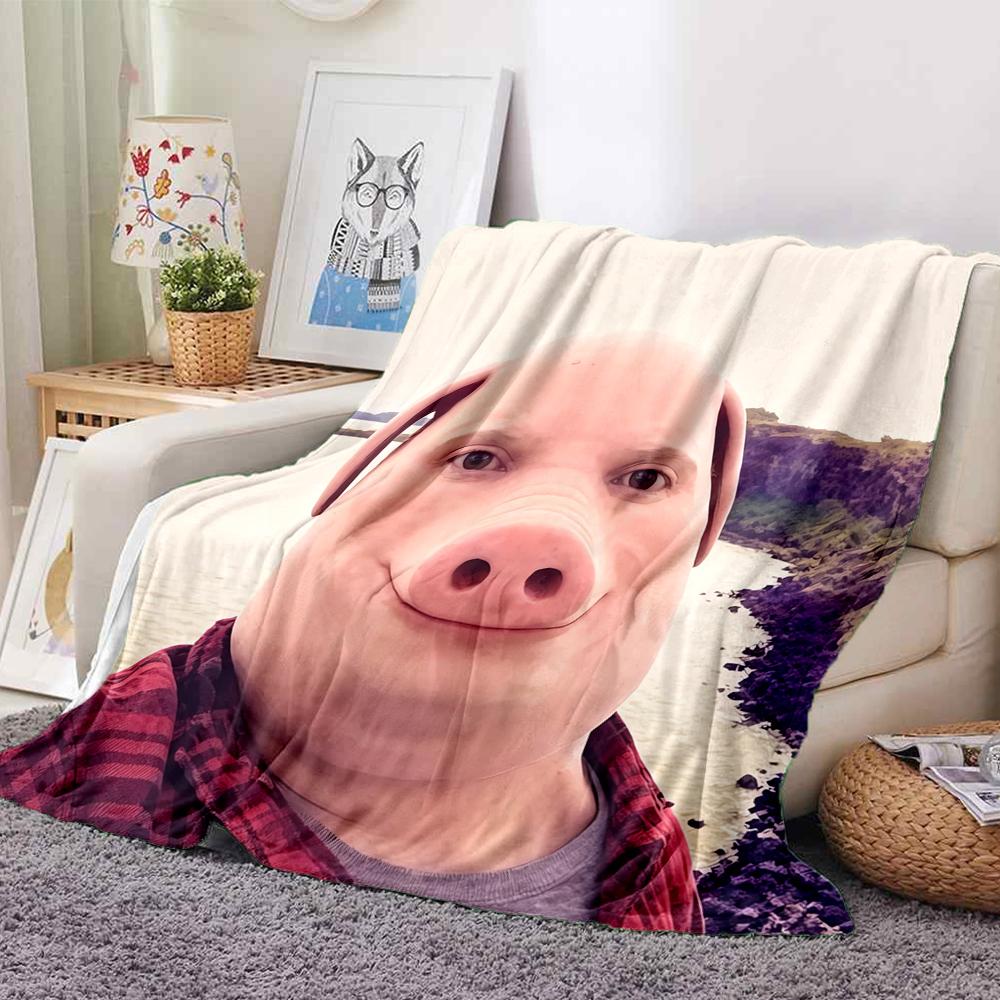 1Pc Pig Nose Selfie Adventure Blanket Soft And Comfortable Casual Warm Camping Travel Christmas Halloween Xmas Gift M928747