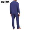 GMXIA Spring, Summer and Autumn Men's Pajamas Set Long-sleeved POLO Neck  Solid Colour Cardigan Homewear