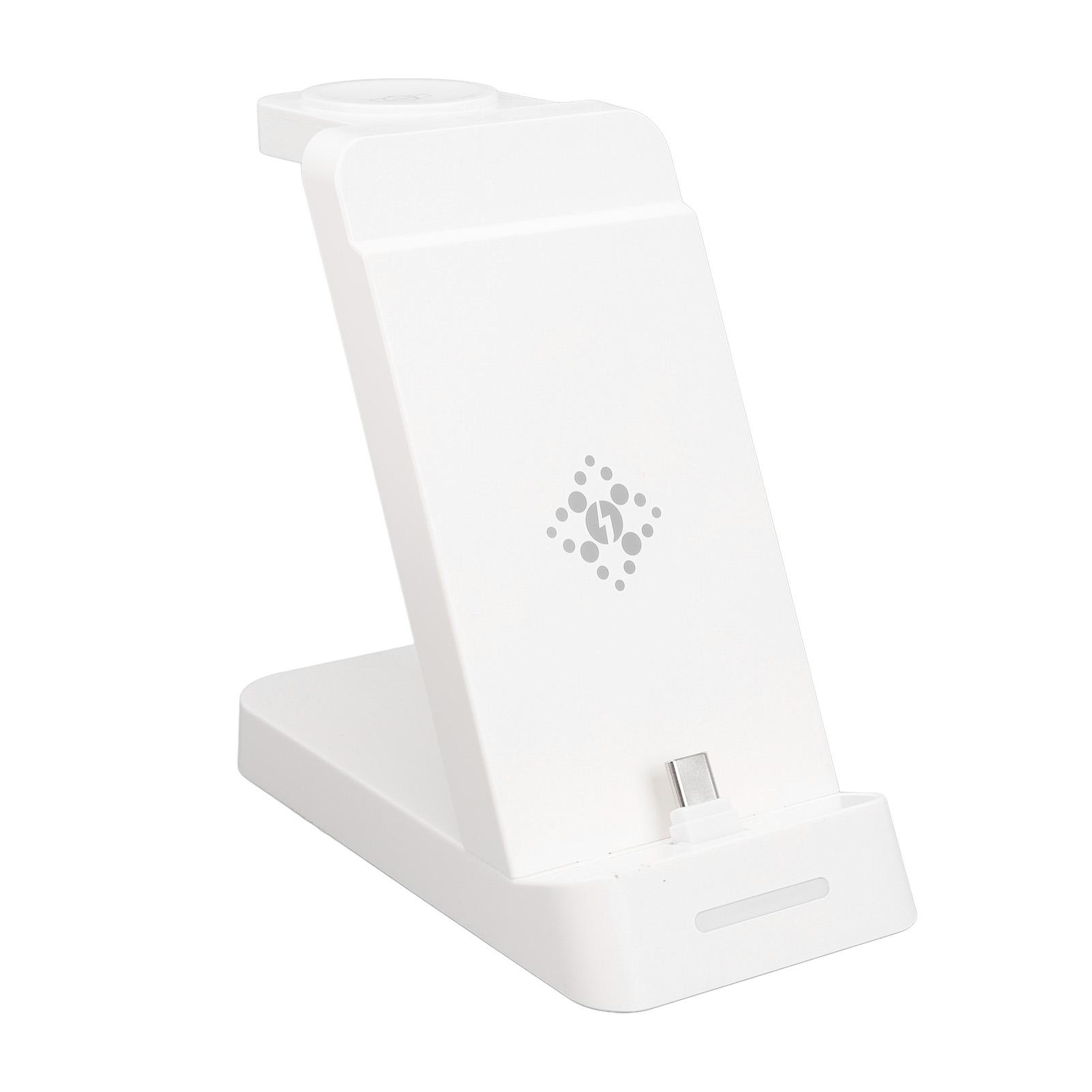 

Зарядная станция 3 в 1 Складная дорожная беспроводная зарядка Подставка для телефона для Galaxy Z Flip Fold Buds Buds Pro Watch 6 белый