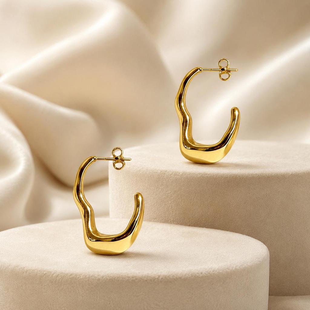 High-end Irregular Gold Stainless Steel Stud Earrings