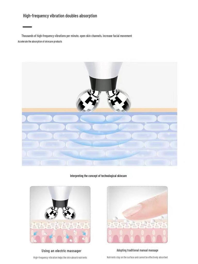 High-Frequency EMS Face Massager: Dual Ball Microcurrent Lifting Device