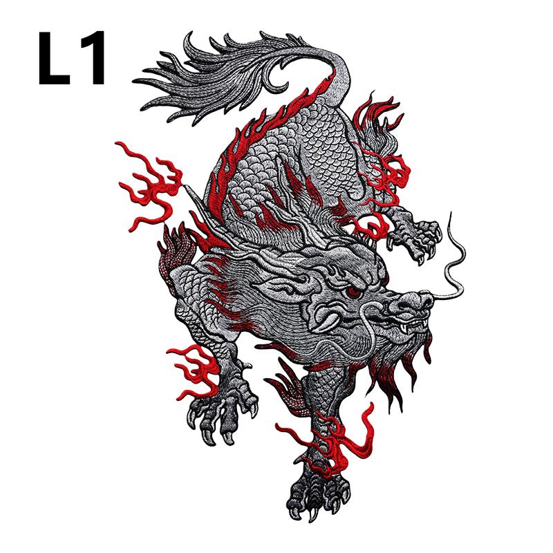 Chinese Style Auspicious Dragon Patches 2 Sizes Kirin Embroidery Patches For DIY Sewing Jacket Fashion Clothes Decor Accessories