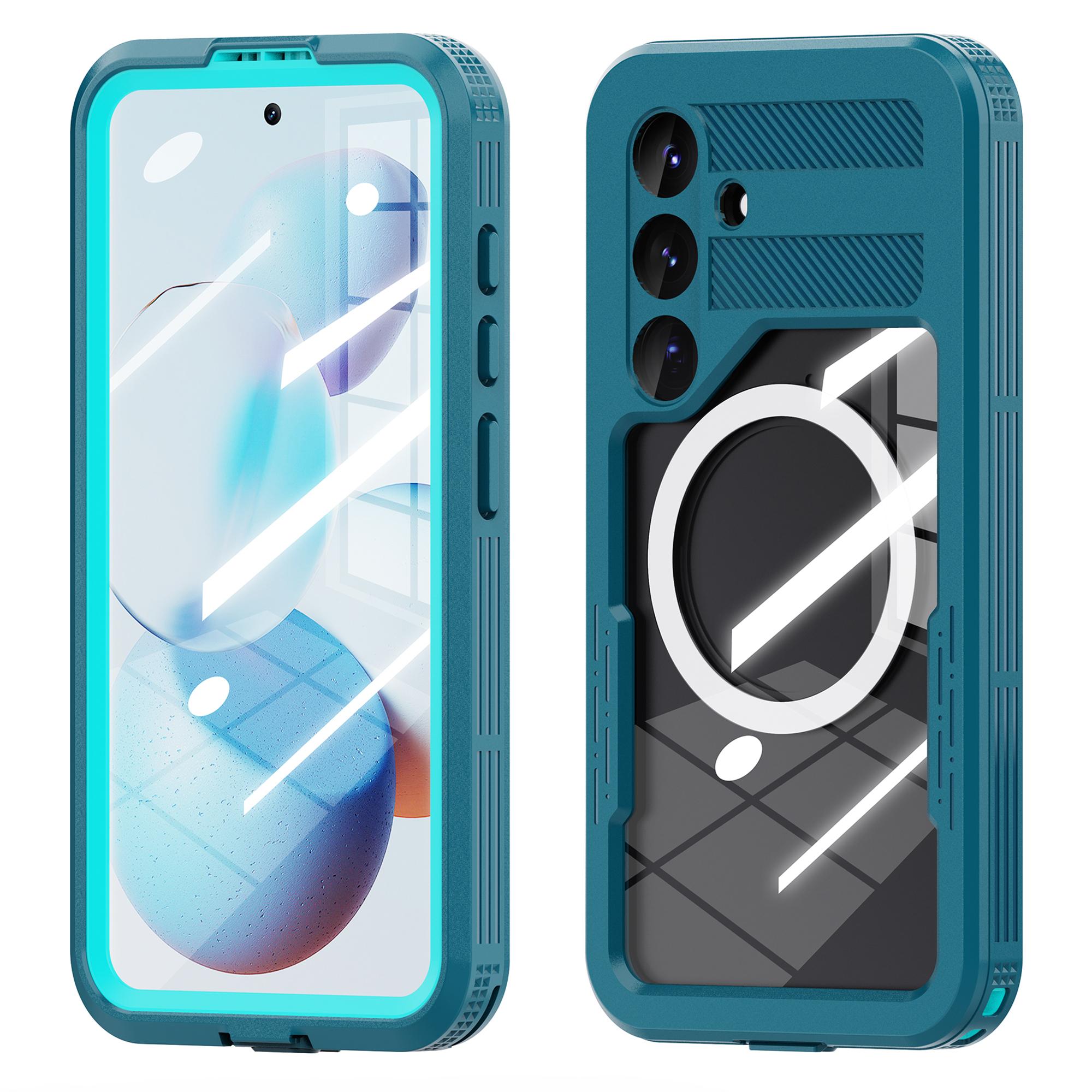 

REDPEPPER For Samsung Galaxy S25 IP68 Waterproof Magnetic Case Clear Phone Cover Lake Blue+Cyan