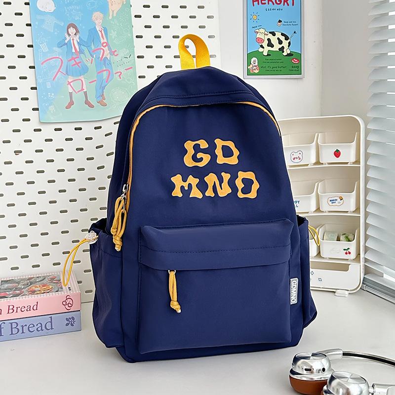 Schoolbag1011 New Simple Letter Korean Version Casual and Sweet Student Class School Bag Lightweight Versatile Large Capacity Backpack
