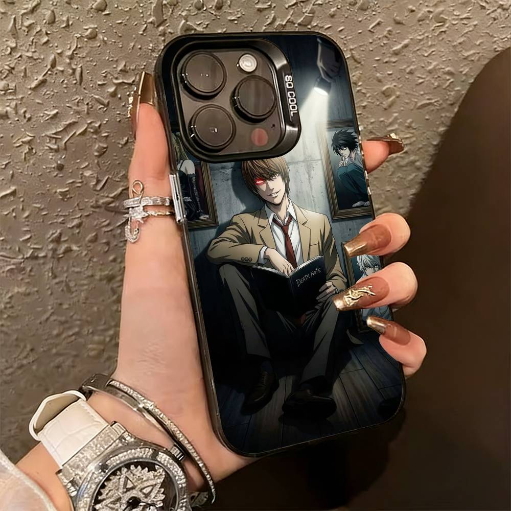 Death Note Kira Yagami Dark Anime Phone Case For iPhone 17,16,15,14,13,12,11 Plus,Pro Max,XS,Colored Silver Plated Inside Cover