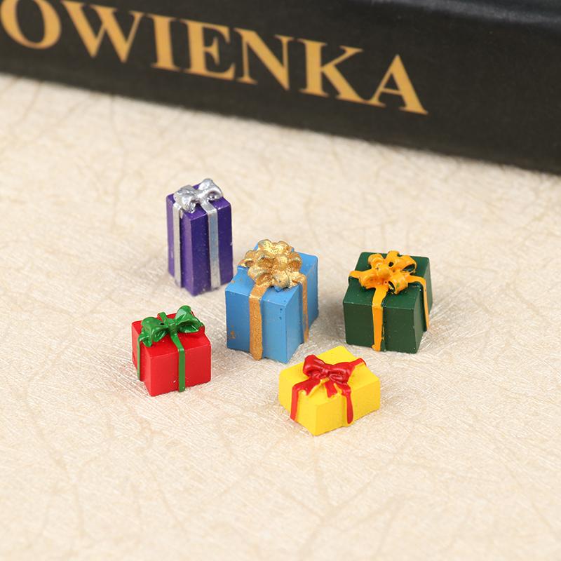 5PCS 1/12 Scale Miniature Dollhouse Christmas Gift Box Decoration Accessories