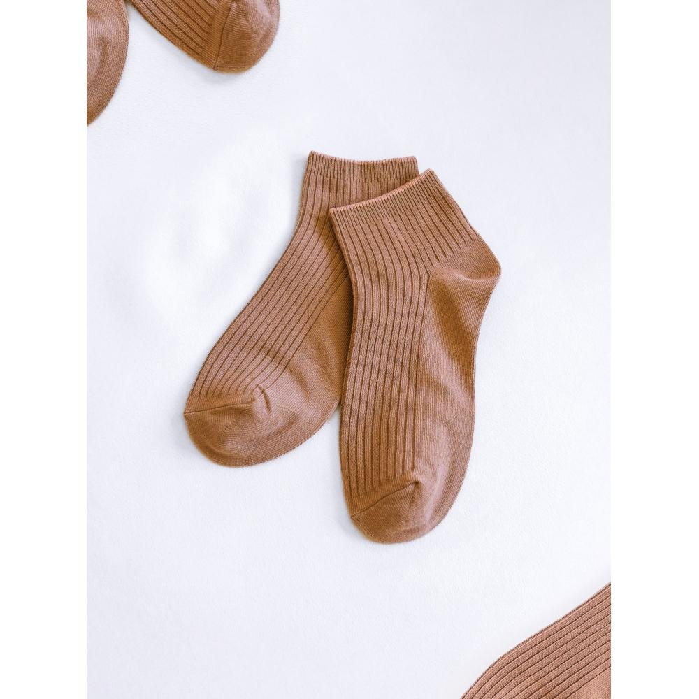DaiSo Γυναικείες Παστέλ Μέχρι Μέση Κνήμης Κάλτσες Καφέ