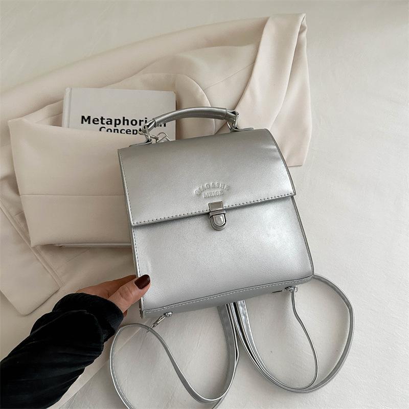 Niche Solid Color Backpack Women'S High-Value Handbag Large-Capacity Travel Retro Small Backpack