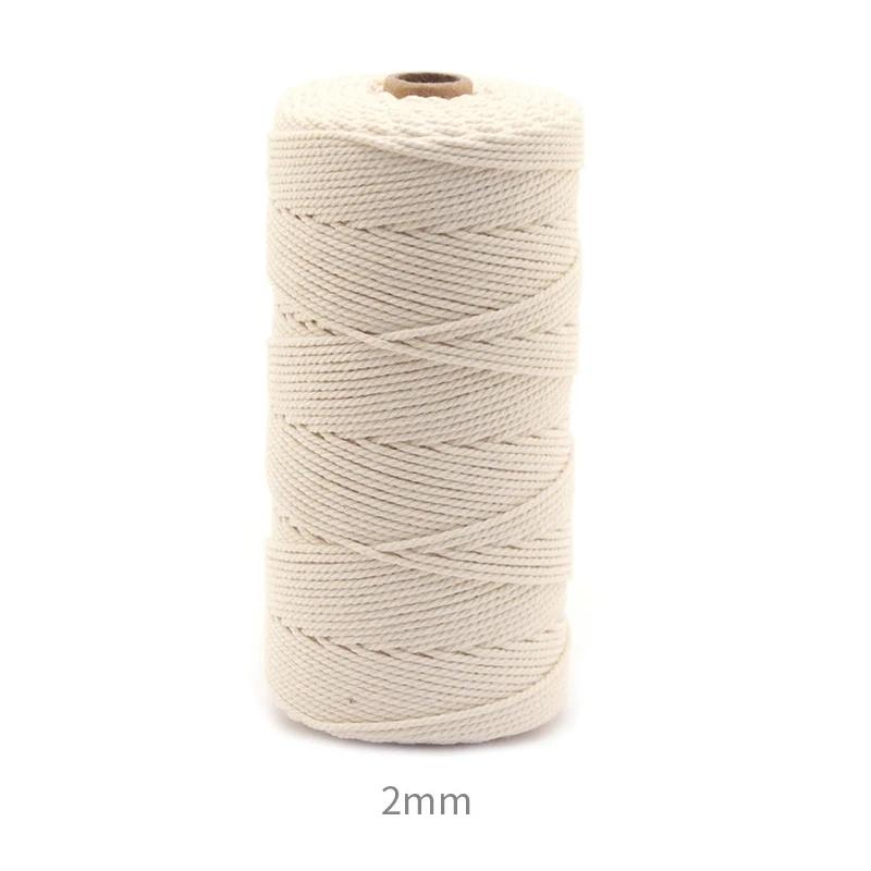 Handmade Macrame Cord Boho Decor 1/2/3/4/5/6mm Beige Cotton Cord Rope Twisted String DIY Home Wedding Decoration Supply
