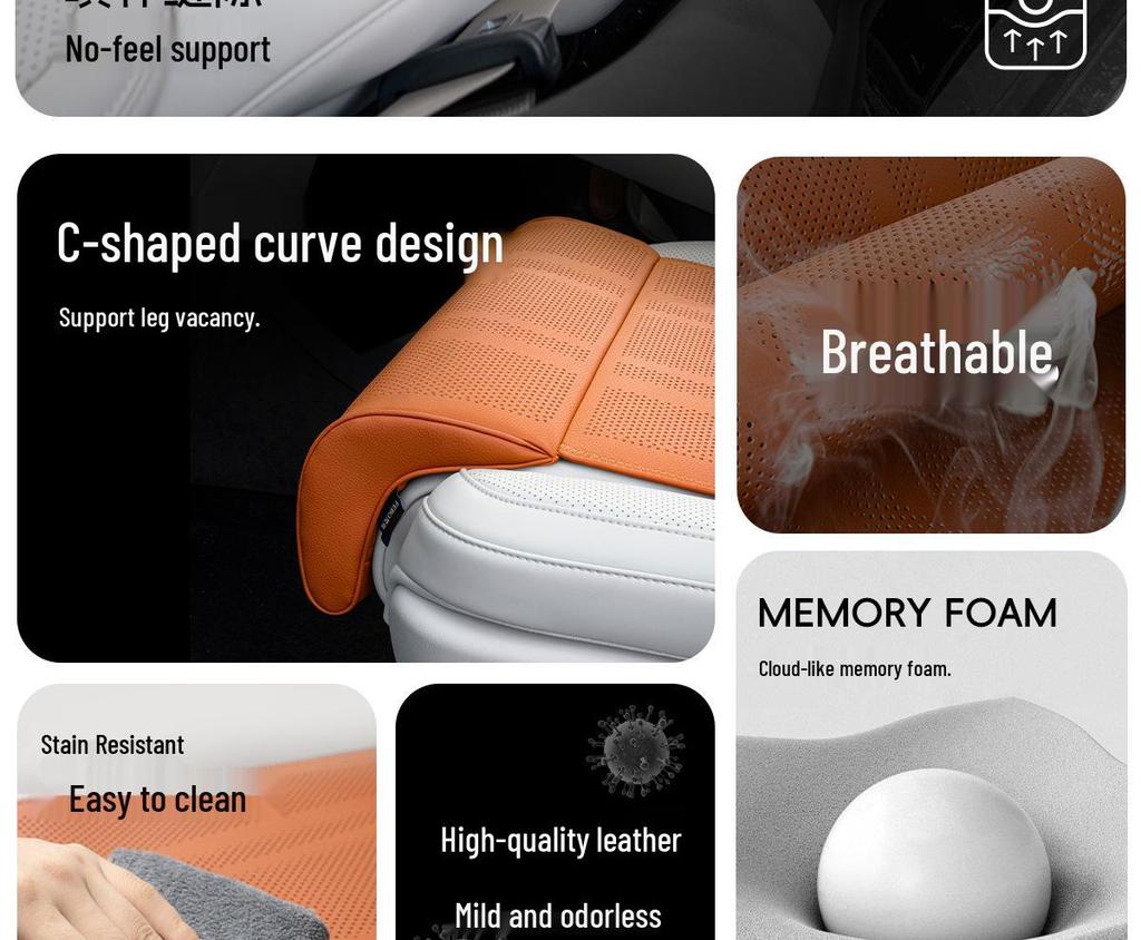Yangwang Car Seat Cushion with Integrated Leg Rest, All-Season Comfort, Breathable Lychee Pattern for Driver and Passenger Seats