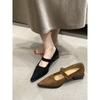 Pointed Head Shallow Mouth Mary Jane Shoes Autumn Shoes One-word Strap with Skirt Thick Heel Single Shoes
