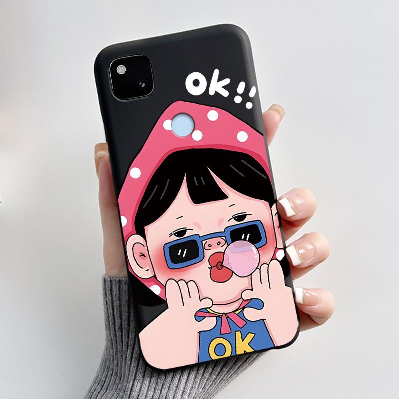 Coque Pour Google Pixel 4A 4 A 4G Noir Coque de Téléphone Esthétique Mignon Chat Dessin Animé Mince Souple TPU Silicone Arrière Pour Pixel4A Coquille