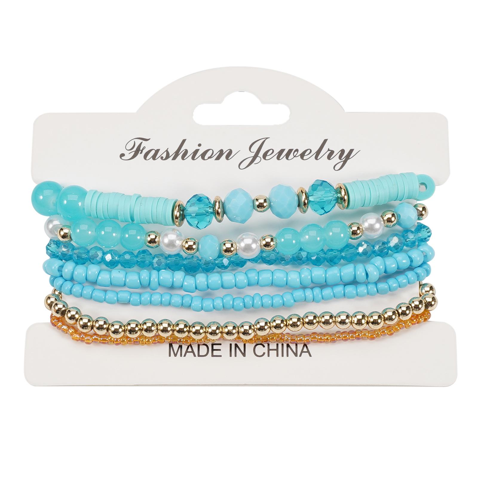 Богемный браслет из искусственного хрусталя и рисовых бусин, простой стиль