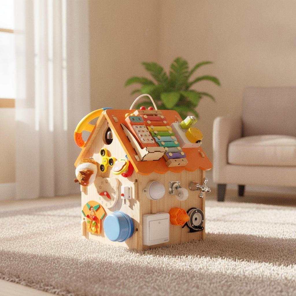 Early Learning Wooden Child-Centered Busy House Fine Motor Skill with