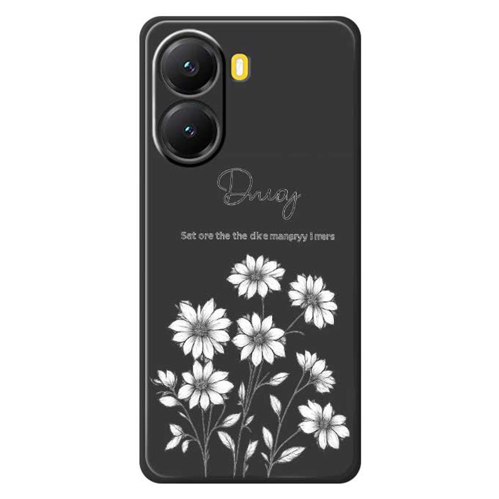 För Xiaomi Redmi Turbo 4 5G/Poco X7 Pro 5G Fodral Skiss Blommor Mönstertryck Raka Kanter TPU Telefonskal