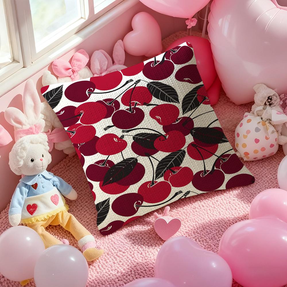 Full Print Pattern Of Fruits Pillow Case Anti-Dustmite Pillowcase Invisible Zipper Silky Short Plush Sofa Cushion Cover
