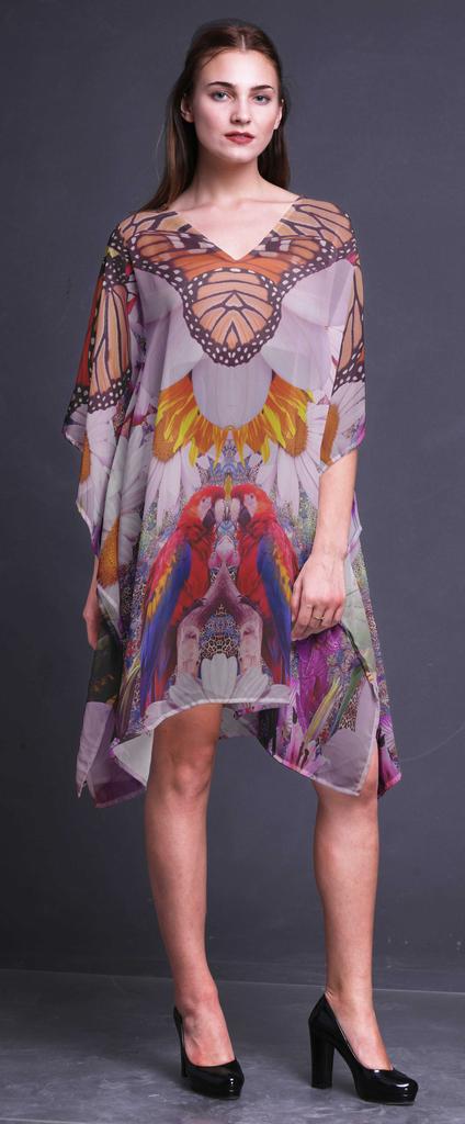 Phagun Short Caftan Midi Dress Beach Swimwear Cover Up Womens Kaftan-4X-5X