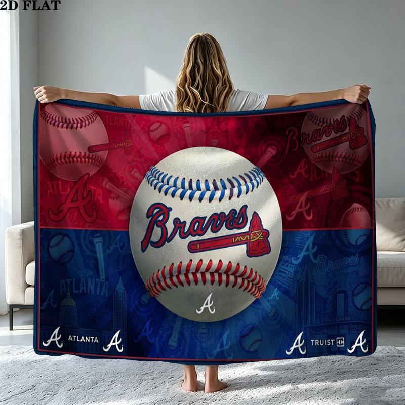 Atlanta Braves Print Flannel Blanket High Quality Warm Comfortable Cover for All Seasons Perfect for Gifts Home Decor