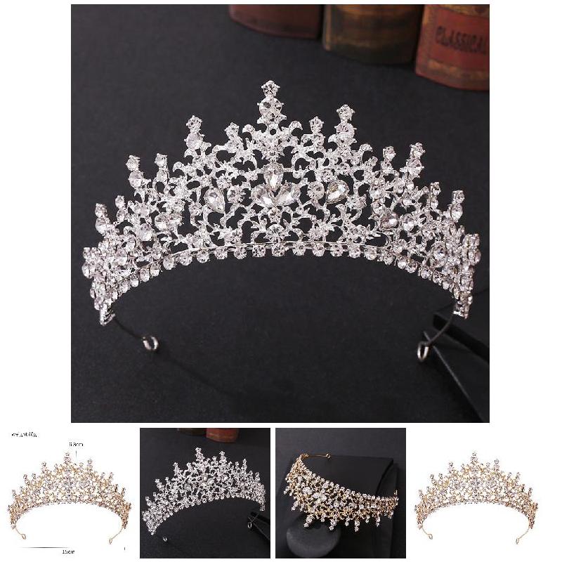 European American Fashion Crystal Crown Headband Headwear Hair Accessories For Bride Female Girl Party Proms Costume Cosplay