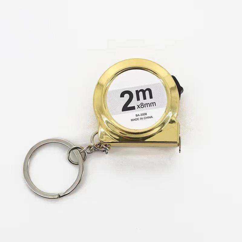 2m Portable mini tape measure Small household measuring tape retractable Mild steel key chain tape measure Mini measuring tools