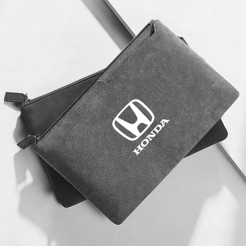Car Logo Suede Large-Capacity Men's Coin Purse Card Wallet For Honda Civic XR-V CR-Z CRV HRV City Accord Legend Jazz RR VTi FitOW3