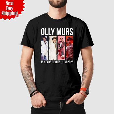 Olly Murs Konzert T-Shirt 15 Jahre Hits Bedruckt Inspiriert Tour 2025 Musik Top