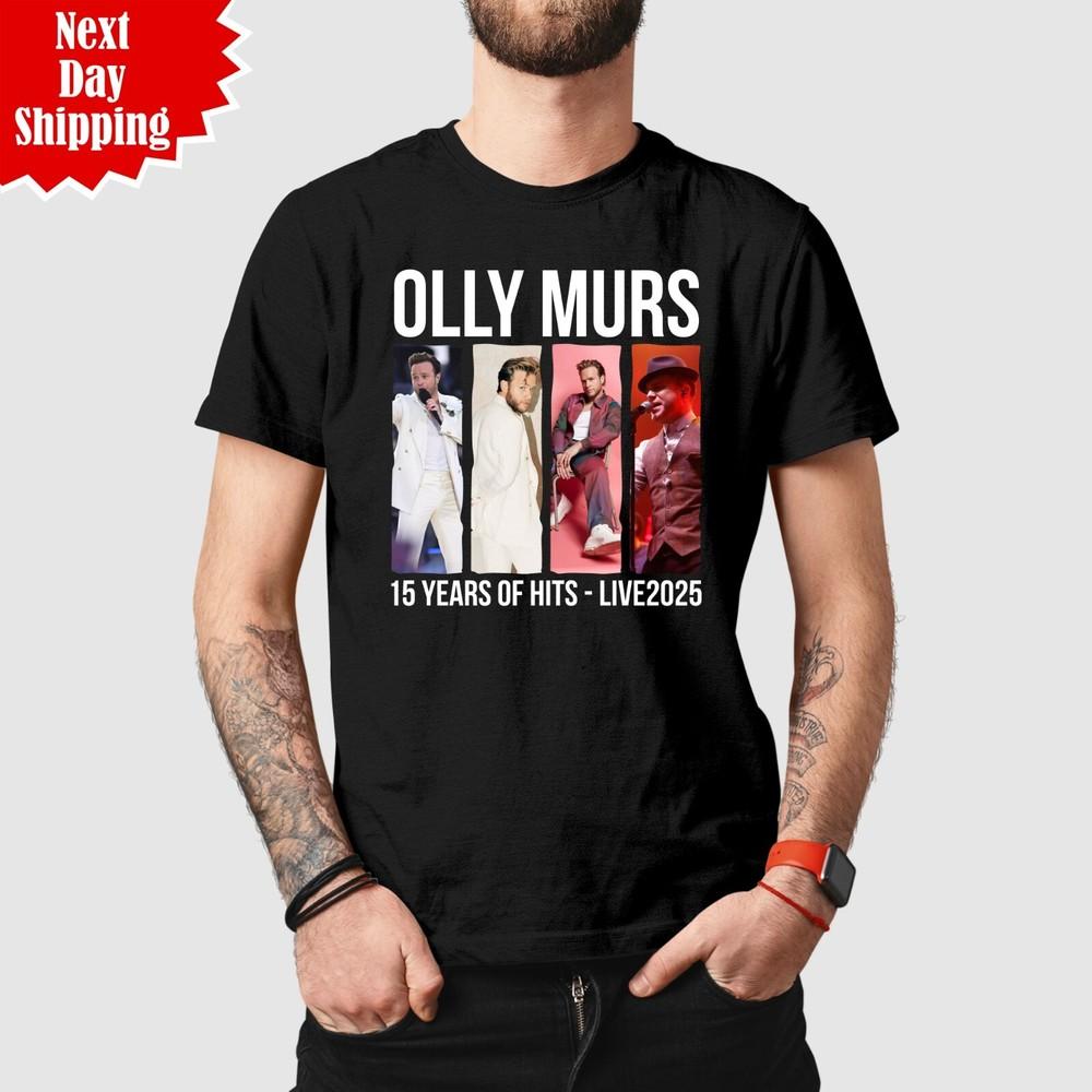 

Olly Murs Concert T Shirt 15 Years Of Hits Printed Inspired Tour 2025 Music Top 3XL