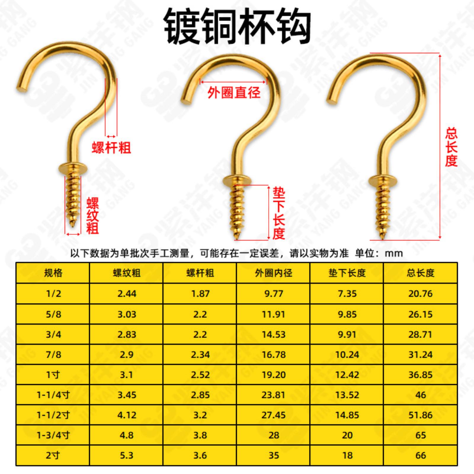 

Eyebolts, Question Hooks, Cup Hooks, Metal Lamp Hooks, Plastic-Coated Cup Hooks, Bolt Hooks, Open-Ended Eyebolts One Size жовтий