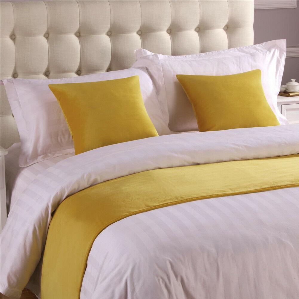Luxury Velvet Solid Bed Runner Scarf Protector Slipcover Bed Decorative Scarf for Bedroom Hotel Wedding Room Twin/Queen/King
