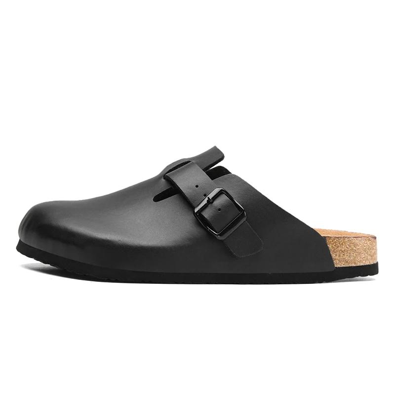 Pantofole da uomo e donna con punta larga Sandali in sughero Zoccoli Plantare comfort Moda Mules in pelle PU Slip-on Interno Esterno