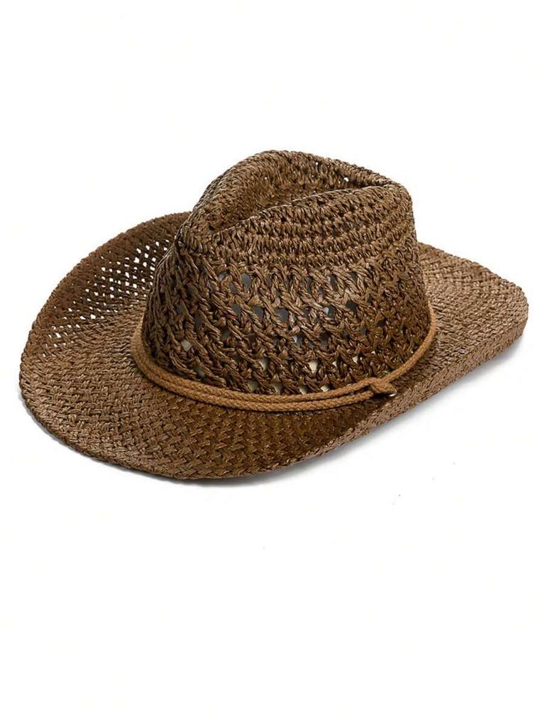Böhmischer Hohlstrohhut Sommer Strandurlaub UV-Schutz Gewebter Panama Cowboyhut Unisex