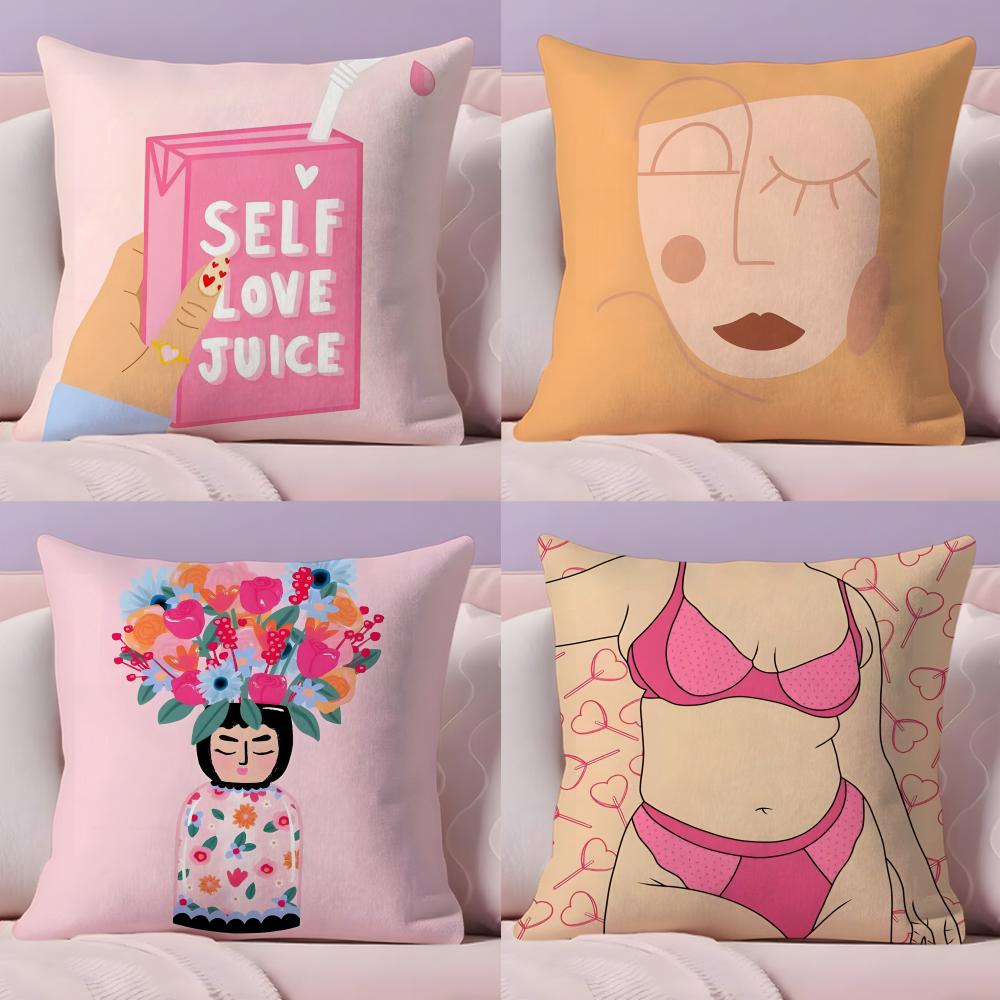Feminist Girl Power Inspirational Quote Cushion Cover Plush Fabric Soft Double-Sided Printed Sofa Winter Home Gift Pillow Cover