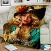 1PC Custom Name Elegant Woman Wine Glass Flannel Blanket Versatile,all-season Throw Suitable for the Living Room,bedroom,camping,travel,and Gift