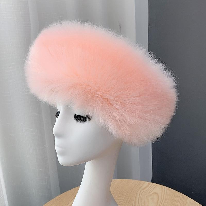 

Нова зимова густа пухнаста пов язка для волосся Пухнасте штучне хутро Жіноча хутряна пов язка на голову Шапка Зимова вулична грілка Лижні шапки Снігова шапка One Size