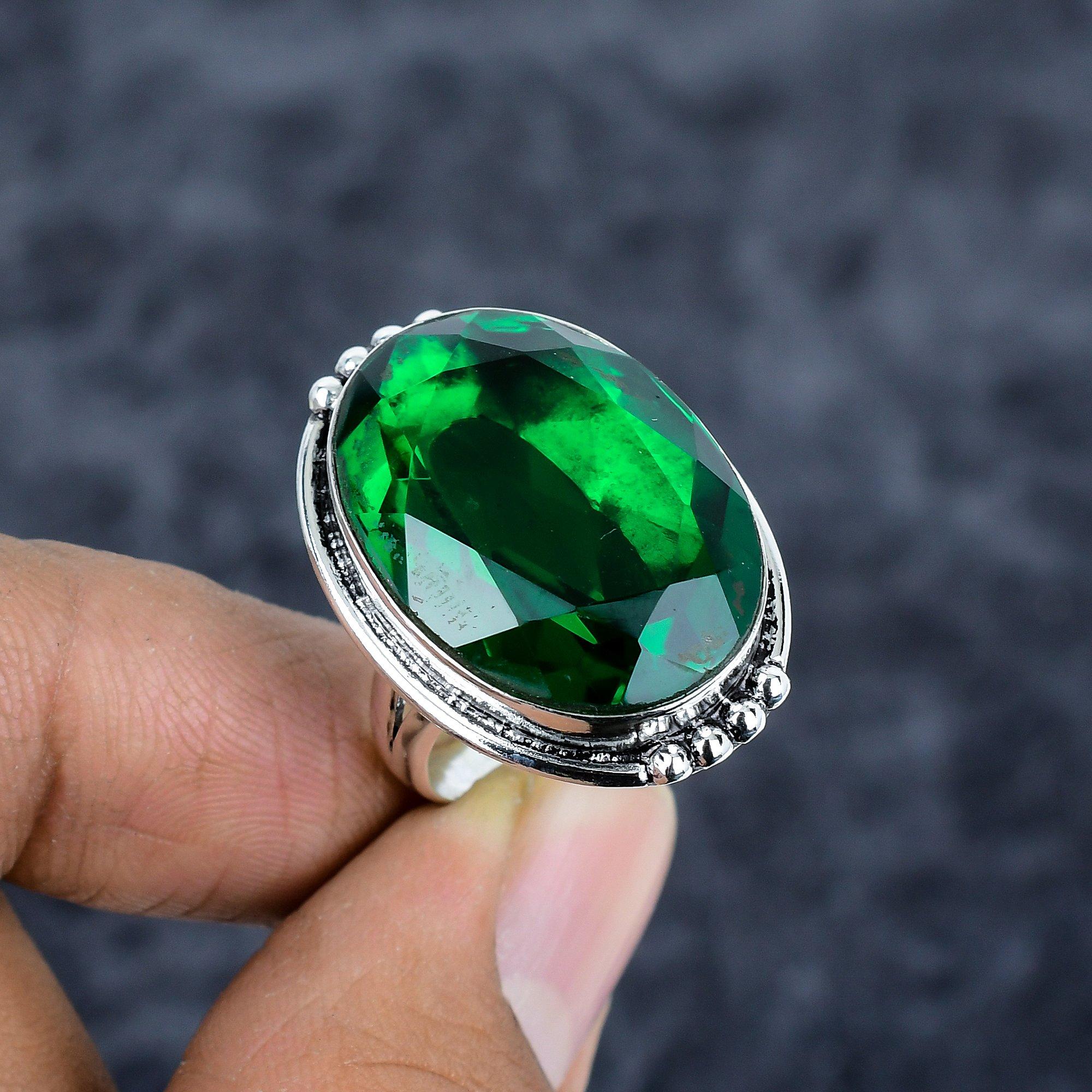 

Chrome Diopside Gemstone Handmade 925 Sterling Silver Jewelry Ring Size 8 M-2788