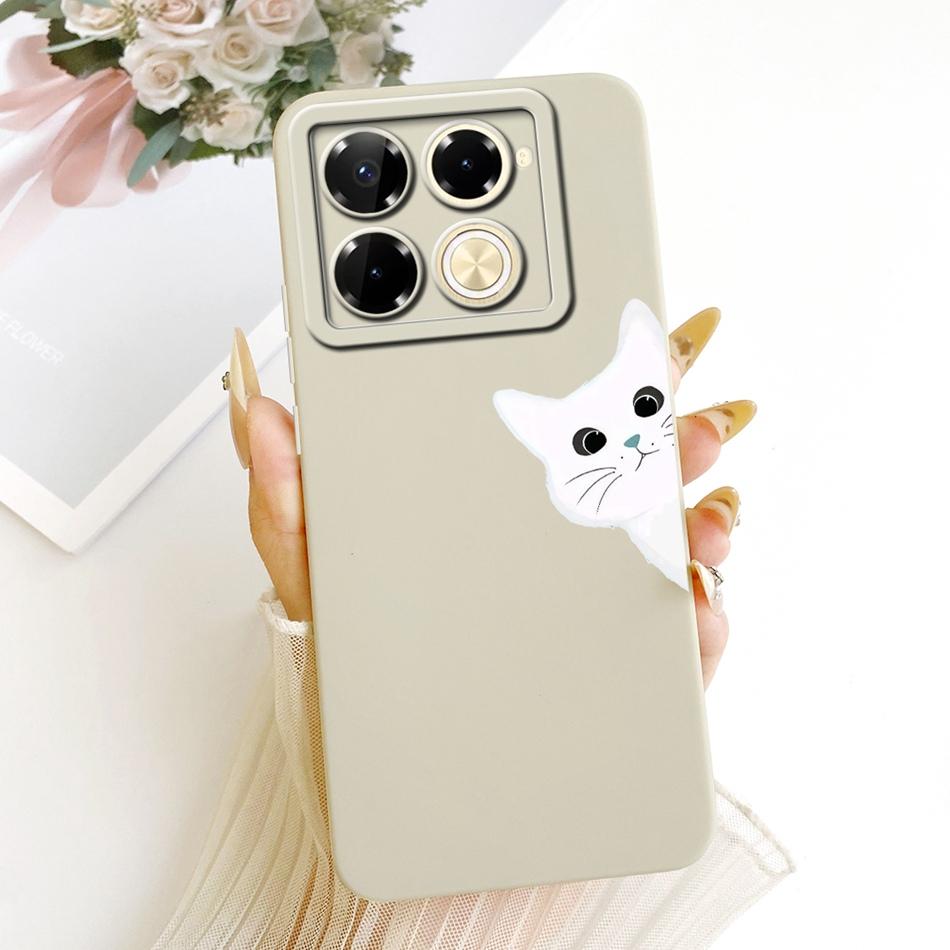 For Infinix Note 40 Pro 4G 5G / Note 40 Pro+ / Note40 X6853 Cute Cat Flower Cartoon Phone Case Soft Silicone Cover Bumpers