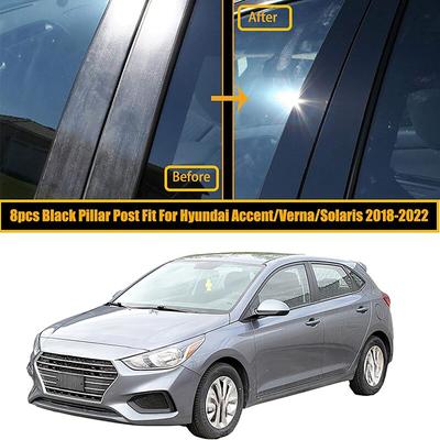 Pijlerpalen Raam Deurlijst Versieringen Cover Stickers Decal Glanzend Zwart Accessoires Fit Voor Hyundai Accent HC/YC 2018-2022